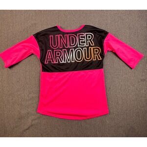 Under Armour Girls 4T Hot Pink Black Athletic Activewear‎ Top